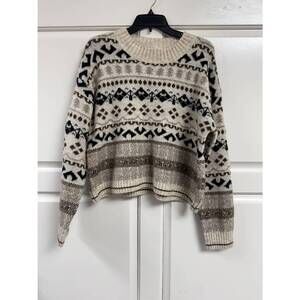 NEW VERY MODA women's cool vibes peruvian sweater in tan